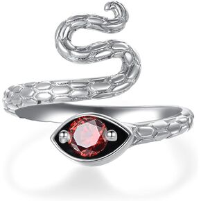 Snake Ring for Women,925 Sterling Silver Snake Ring Adjustable Snake Band Ring, Open Cool Snake Birthstone Ring Jewelry Gift for Wife Girlfriend