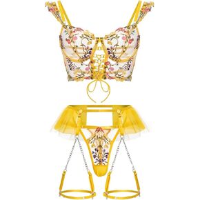 Lingerie Set for Women Sexy Flower Embroidery Lace Lingerie Set