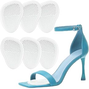 Ball of Foot Cushions, 3 Pair Metatarsal Pads Women, Non Slip High Heel Comfort Pads, Gel Heel Inserts for Women All Day Pain Relief and Comfort (Crystal)
