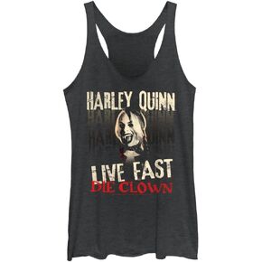 Fifth Sun Suicide Squad, The Harley Quinn Live Fast Die Clown Women's Racerback Tank Top