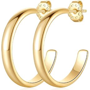 Gold Earrings 14K Gold Hoop Earrings for Women Double Small Gold Hoop Earrings Hypoallergenic Round & Thick Open Gold Earrings for Women Hoop Earrings Gifts 12mm 25mm