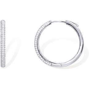PAVOI 14K Gold Plated 925 Sterling Silver Posts Cubic Zirconia Hoop Earrings for Women | Halo CZ Gold Huggie Hoops