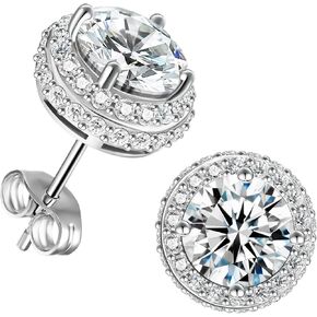 ABSOLUTE Moissanite Stud Earrings for Womens 2 Carat S925 Sterling Silver Earrings for Women D Color VVS1 Clarity Moissanite Earrings