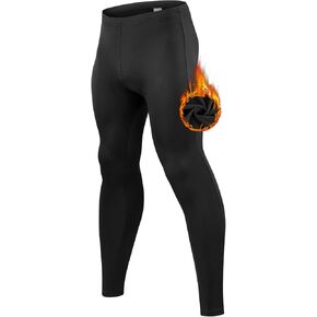 qualidyne Mens Cycling Pants Fleece-Lined 4D Padded Road Bike Tights Bicycle Biking Long Leggings Black