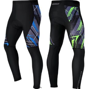 Geyoga 2 Pairs of Men's Bicycle Pants 4D Padded Road Bicycle Tights Long Trousers Outdoor Cyclist Riding Bike Leggings