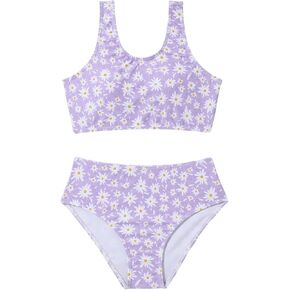 SOLY HUX Girl's 2 Piece Swimsuit Ditsy Floral Print Bikini Set Bathing Suits