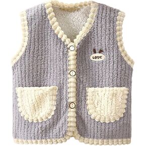 Girls Boys Puffer Vest Winter Lightweight Sleeveless Fleece Jacket with Pocket