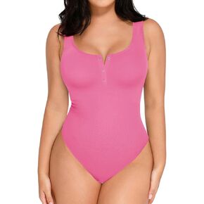 Popilush Bodysuits for Women Tummy Control Henley Going Out Shirts Button Down Body Suit Casual Thong Tank Tops
