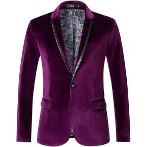 THWEI Mens Velvet Blazer Sport Coat Tuxedo Jacket for Prom Wedding Party Dinner