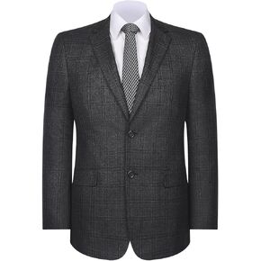 AMY ZHU Men's Plaid Blazer Checked Sport Coat 2 Button Windowpane Stretch Suit Jacket