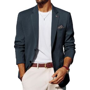 PJ PAUL JONES Men's Blazers Two Button Notch Lapel Sport Coat Casual Lightweight Blazer Jacket with Handkerchief