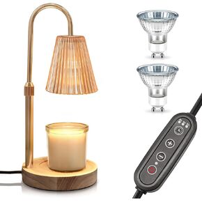 DORESshop Candle Warmer Lamp with Dimmable Function, Electric Candle Warmer for Jar Candles, Bedroom Home Decor, Adjustable Height with 2H/4H/8H Timer and 2 Bulbs