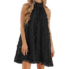 VIMPUNEC 2024 Womens Summer Wedding Guest Formal Dresses Cocktail Halter Swing Dress Cute A Line Mini Homecoming Dress