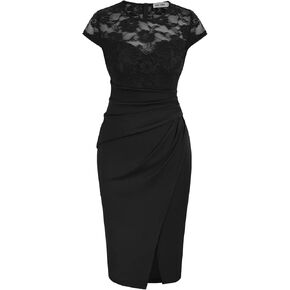GRACE KARIN Women's Sleeveless Lace Party Cocktail Dress Wrap Ruched Bodycon Dresses