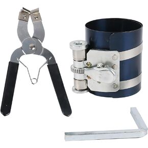 Car Engine Piston Ring Installer Removal Kit, Adjustable 2-1/8" to 7" Vehicle Piston Ring Compressor Tool & Piston Installation Plier, Auto Accessories, Universal for SUV, Truck, RV