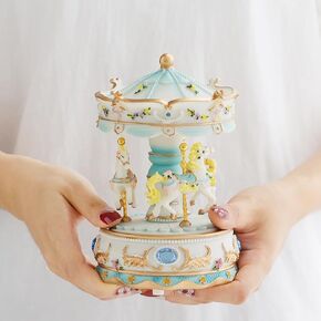 LOVE FOR YOU Gift Wrapped Music Box Carousel Horse Color Lights Unicorn Musical Merry-Go-Round for Girls Women Kids Baby Sister Daughter Mom Granddaughter Grandma Birthday Presents