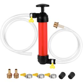 Antifreeze Hand Pump Kit, Liquid Transfer Pump for Gas Oil and Water Fuel, Water Hand Pump Kit with 3 Clamps for RV Trailer, Protect RV Plumbing during Winterizing & Simplify the Winterizing Process
