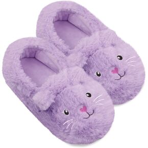 ZGDG Girls House Slippers Kids Fluffy House Shoes Slip-on Slippers Non-slip Soft Memory Foam Slippers for Indoor Outdoor