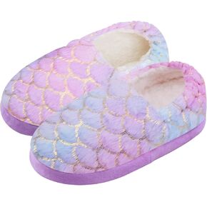 ZGDG Girls House Slippers Kids Fluffy House Shoes Slip-on Slippers Non-slip Soft Memory Foam Slippers for Indoor Outdoor
