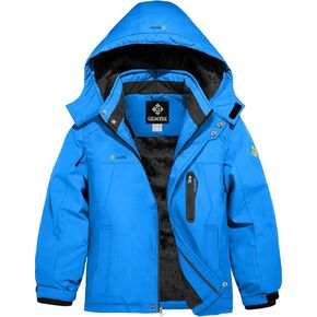 GEMYSE Boy's Waterproof Ski Snow Jacket Hooded Fleece Lined Windproof Winter Jacket