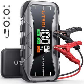 Jump Starter,6000A Battery Jump Starter Portable,65W Fast Charger 12V Lithium Car Jump Box,Auto Battery Booster Power Bank Jumper with LCD Display,Flashlight,Storage Case (All Gas/12L Diesel Engine)