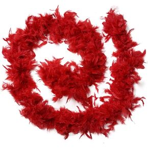 Happy Feather 2 Yards 60g Turkey Chandelle Feather Boa for Women Costume Accessory,Party Dancing Dress Up, Holiday Decors-Red