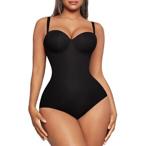 FeelinGirl Shapewear Bodysuit for Women Tummy Control Body Shaper Seamless Shapewear Cupped with Removable Straps