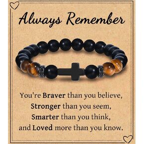 Leyung Cross Bracelet Gifts for Teen Boys Men, Easter Basket Stuffers Baptism Confirmation First Holy Communion Christmas Christian Gifts for Son Grandson Nephew Godson Brother