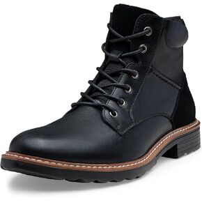 Men's Boots Casual Leather Motorcycle Dress Boots for Men Side Zipper
