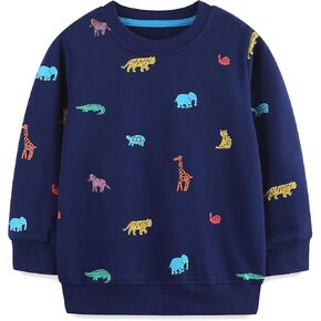 Toddler Boys Sweatshirt Round Neck Cotton Long Sleeve Sweatshirt 2-7T