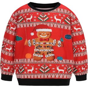 GRAJTCIN Kids Ugly Christmas Sweatshirt Boys Girls Cute Non-knitted Christmas Jumper Funny 3D Graphic Shirt 4-15 Years