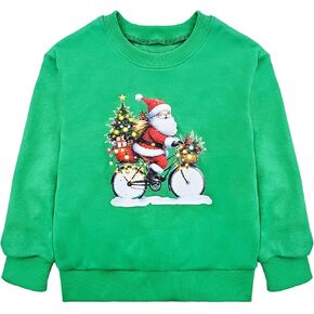 Toddler Christmas Warm Sweatshirt Santa Crew Neck Pullover Sport Tops Child Xmas Holiday for Fall Winter Clothes