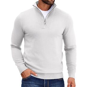 COOFANDY Mens Quarter Zip Pullover Quilted Pullover Casual Knit Long Sleeve Mock Neck Sweater Polo