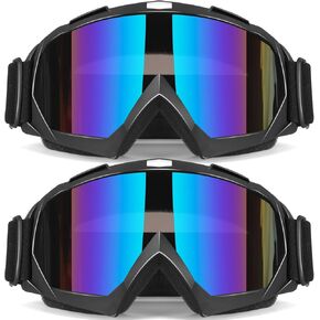 Dirt Bike Goggles, 2-Pack Motorcycle Goggles ATV Goggles Motocross Goggles Ski Goggles Windproof Glasses Racing Goggles