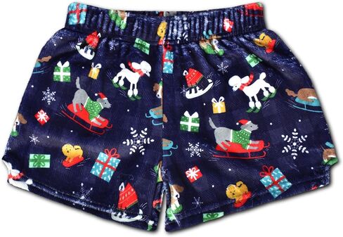 iscream Big Girls Silky Soft Plush Fun Print Fleece Shorts - Holiday Friendship Collection in Saudi Arabia