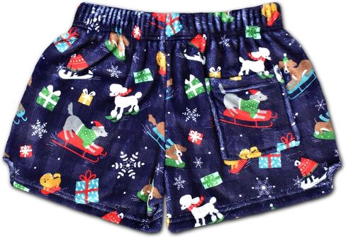 iscream Big Girls Silky Soft Plush Fun Print Fleece Shorts - Holiday Friendship Collection in Saudi Arabia