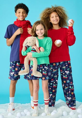 iscream Big Girls Silky Soft Plush Fun Print Fleece Shorts - Holiday Friendship Collection in Saudi Arabia