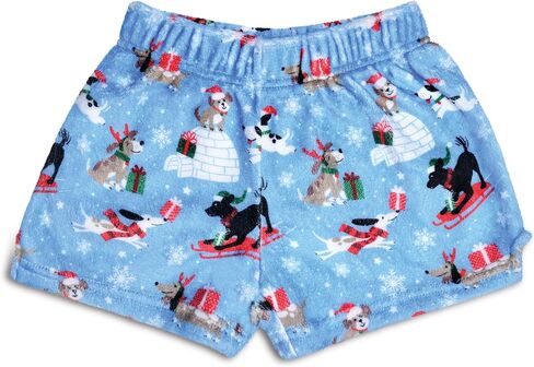 iscream Big Girls Silky Soft Plush Fun Print Fleece Shorts - Holiday Friendship Collection in Saudi Arabia