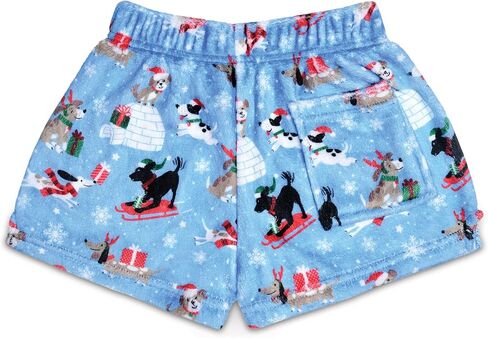 iscream Big Girls Silky Soft Plush Fun Print Fleece Shorts - Holiday Friendship Collection in Saudi Arabia
