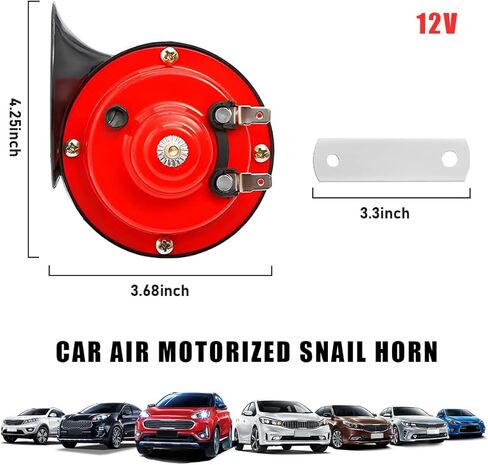 بوق السيارة بصوت عالٍ، 300 ديسيبل بوق حلزوني كهربائي عالي الصوت، طقم بديل لبوق الهواء المقاوم للماء 12 فولت للمركبات والدراجات النارية والشاحنات والدراجات والقوارب وإكسسوارات السيارات العالمية (أسود) in Kuwait