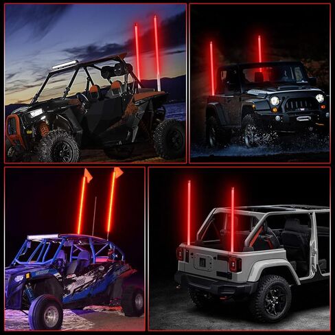 أضواء LED خضراء سوط 4FT مضاءة السياط للمركبات على الطرق الوعرة ATV UTV Polaris RZR Truck 4X4 SXS Buggy Dune (1 قطعة) in Kuwait