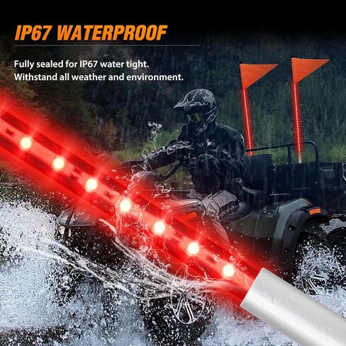 Nilight 1PCS 3FT LED Whip Light with Aluminum Base Red Color Safety Warning Pole Lighted Antenna Whips for RZR Polaris Dune Buggy Off-Road Truck UTV ATV in Saudi Arabia
