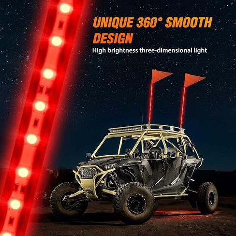 Nilight 1PCS 3FT LED Whip Light with Aluminum Base Red Color Safety Warning Pole Lighted Antenna Whips for RZR Polaris Dune Buggy Off-Road Truck UTV ATV in Saudi Arabia