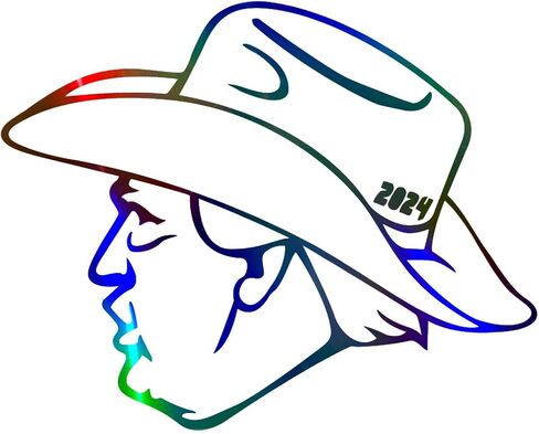 Holographic Trump Cowboy Cap Decal Sticker for car, Bumper, Truck, Window, Laptop, Wall, Snowboard, Luggage. Trump Decal, Trump 2024 Make America Great Again 6×5 inch in Saudi Arabia