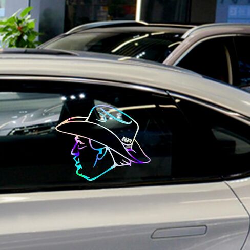 Holographic Trump Cowboy Cap Decal Sticker for car, Bumper, Truck, Window, Laptop, Wall, Snowboard, Luggage. Trump Decal, Trump 2024 Make America Great Again 6×5 inch in Saudi Arabia