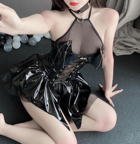 mzenuop Cosplay Lingerie For Women Cute Anime Lingerie Strap-On Bat Imp See-Through Skirt Set in Saudi Arabia