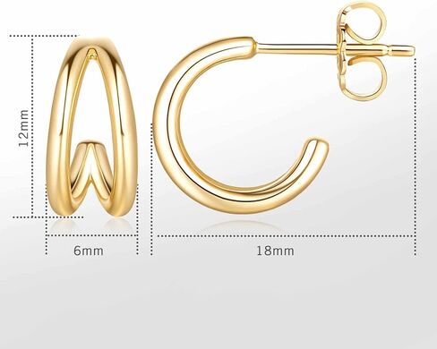 Gold Earrings 14K Gold Hoop Earrings for Women Double Small Gold Hoop Earrings Hypoallergenic Round & Thick Open Gold Earrings for Women Hoop Earrings Gifts 12mm 25mm in Saudi Arabia