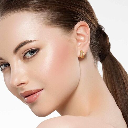 Gold Earrings 14K Gold Hoop Earrings for Women Double Small Gold Hoop Earrings Hypoallergenic Round & Thick Open Gold Earrings for Women Hoop Earrings Gifts 12mm 25mm in Saudi Arabia