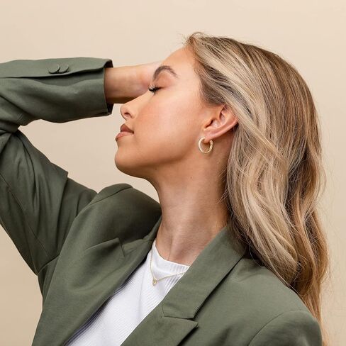 أقراط دائرية من الفضة الإسترليني عيار 925 مطلية بالذهب عيار 14 قيراط من بافوي للنساء | هالو تشيكوسلوفاكيا الذهب Huggie الأطواق in Saudi Arabia