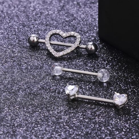 Besteel 8 Pairs Nipple Rings 14G Stainless Steel Nipplerings CZ Heart Butterfly Ball Tongue Barbell Rings Retainer Body Piercing Jewelry for Women in Kuwait
